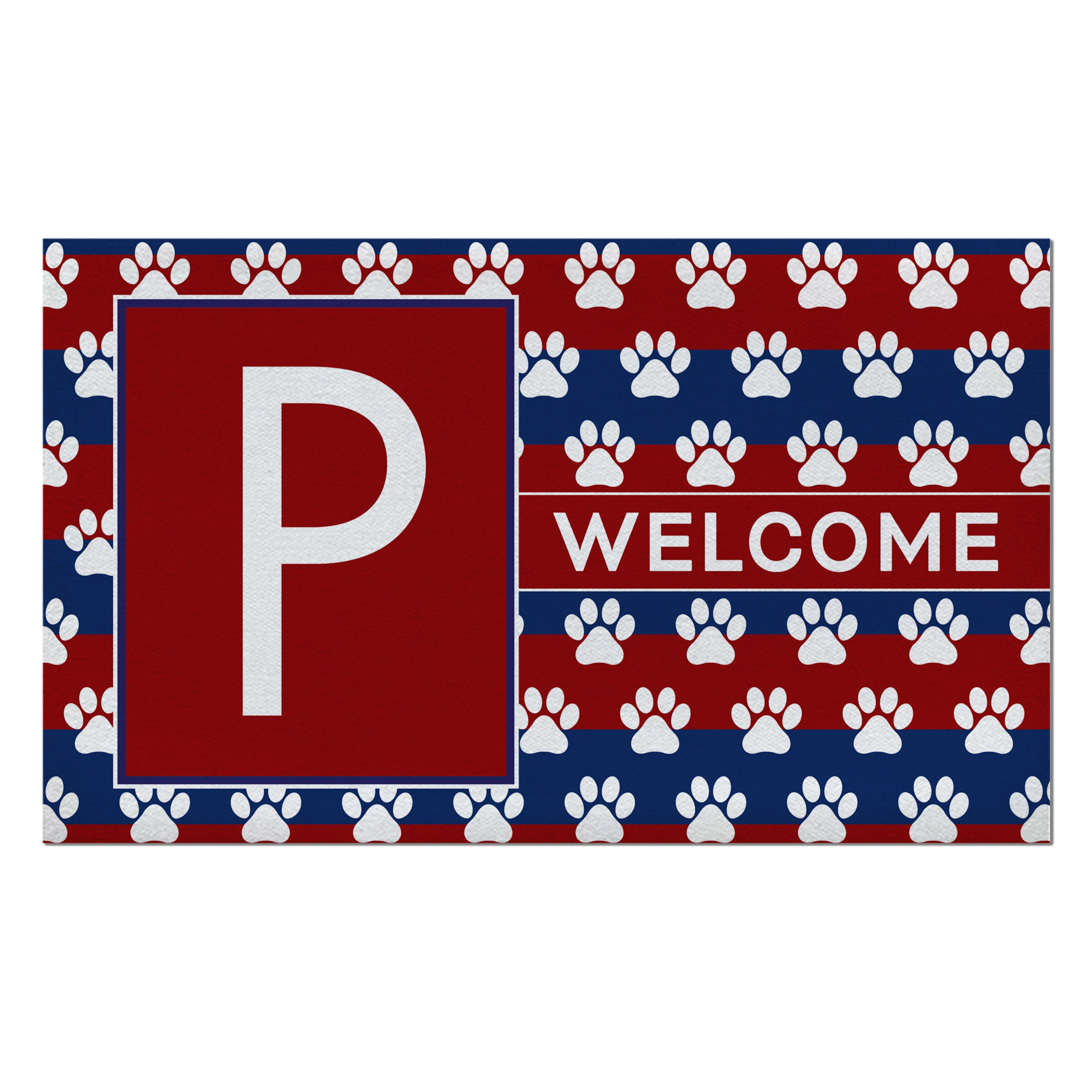 Patriotic, Paws Stripes, Monogram, Welcome Mat