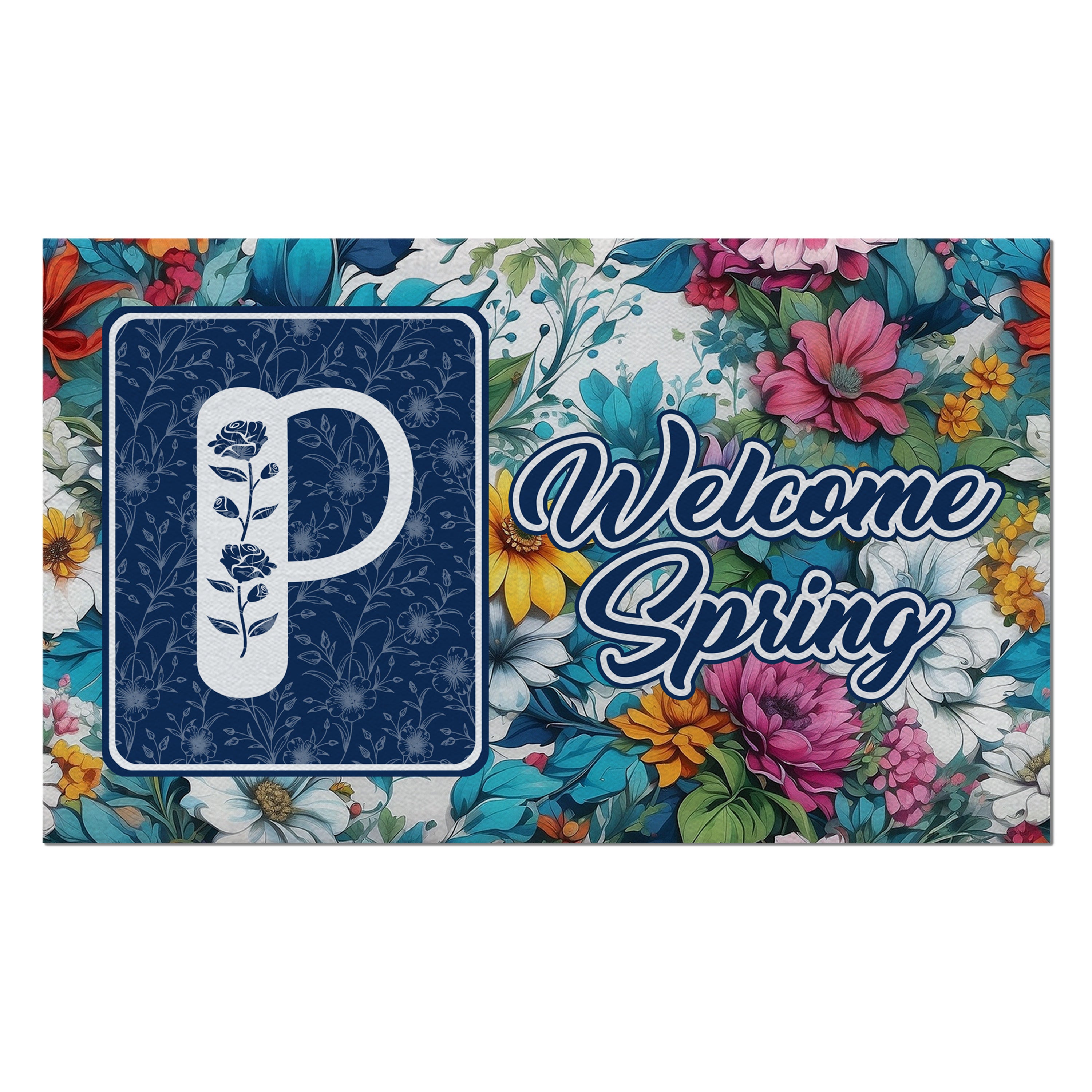 Spring, Welcome Spring,  Monogram, Welcome Mat