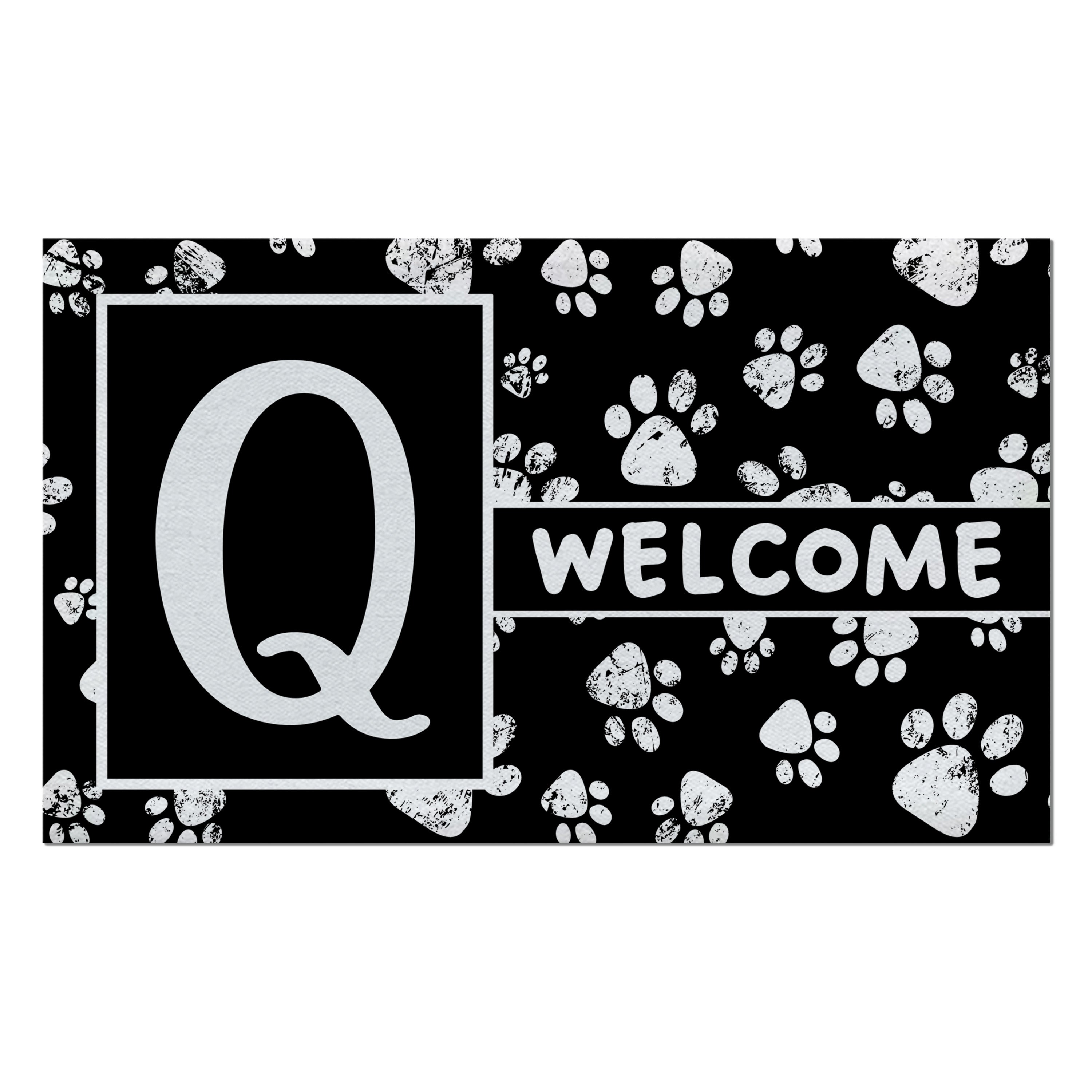 Welcome, Chalk Paws, Monogram, Welcome Mat