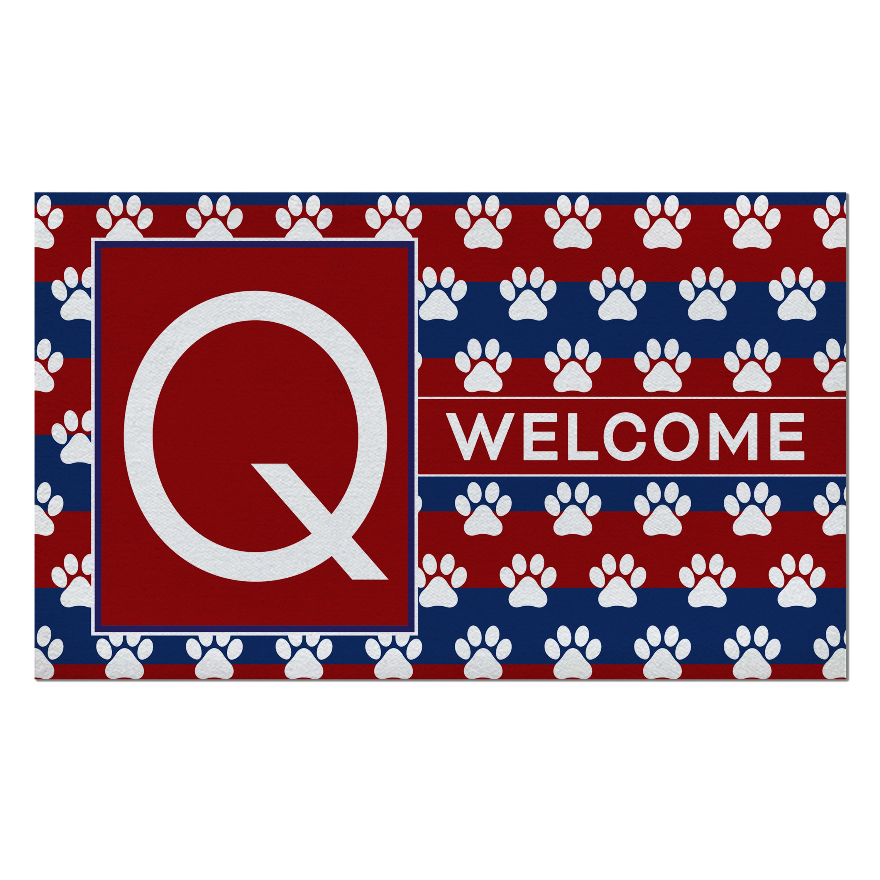 Patriotic, Paws Stripes, Monogram, Welcome Mat