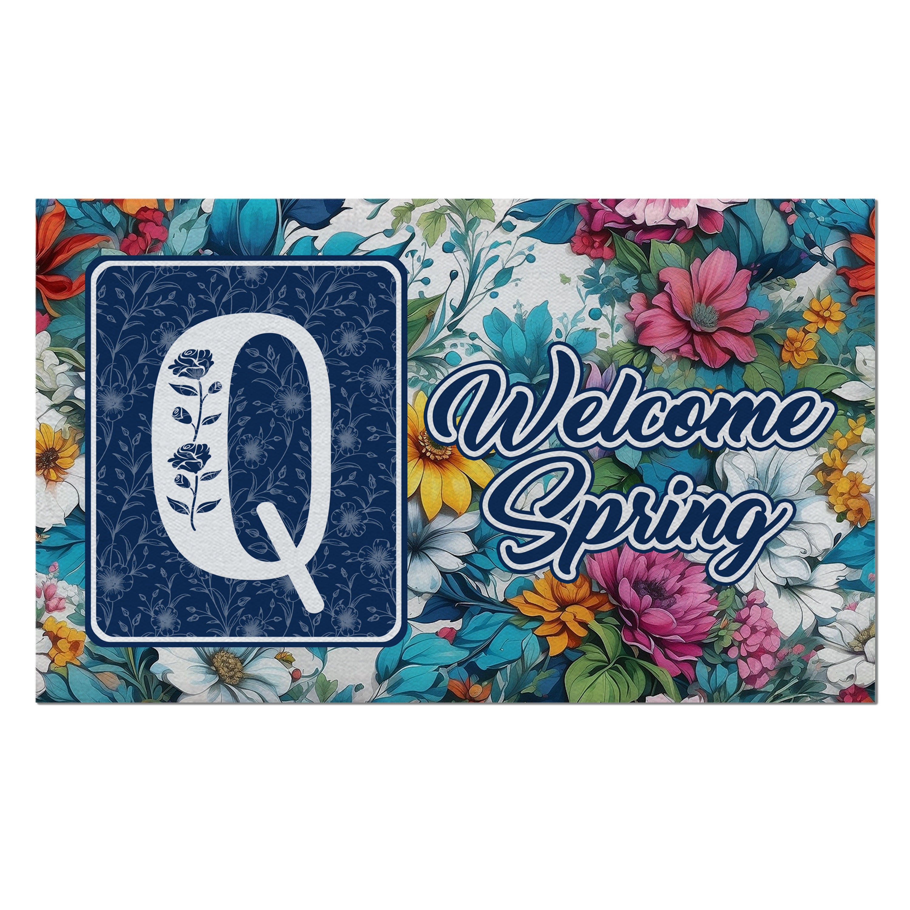 Spring, Welcome Spring,  Monogram, Welcome Mat