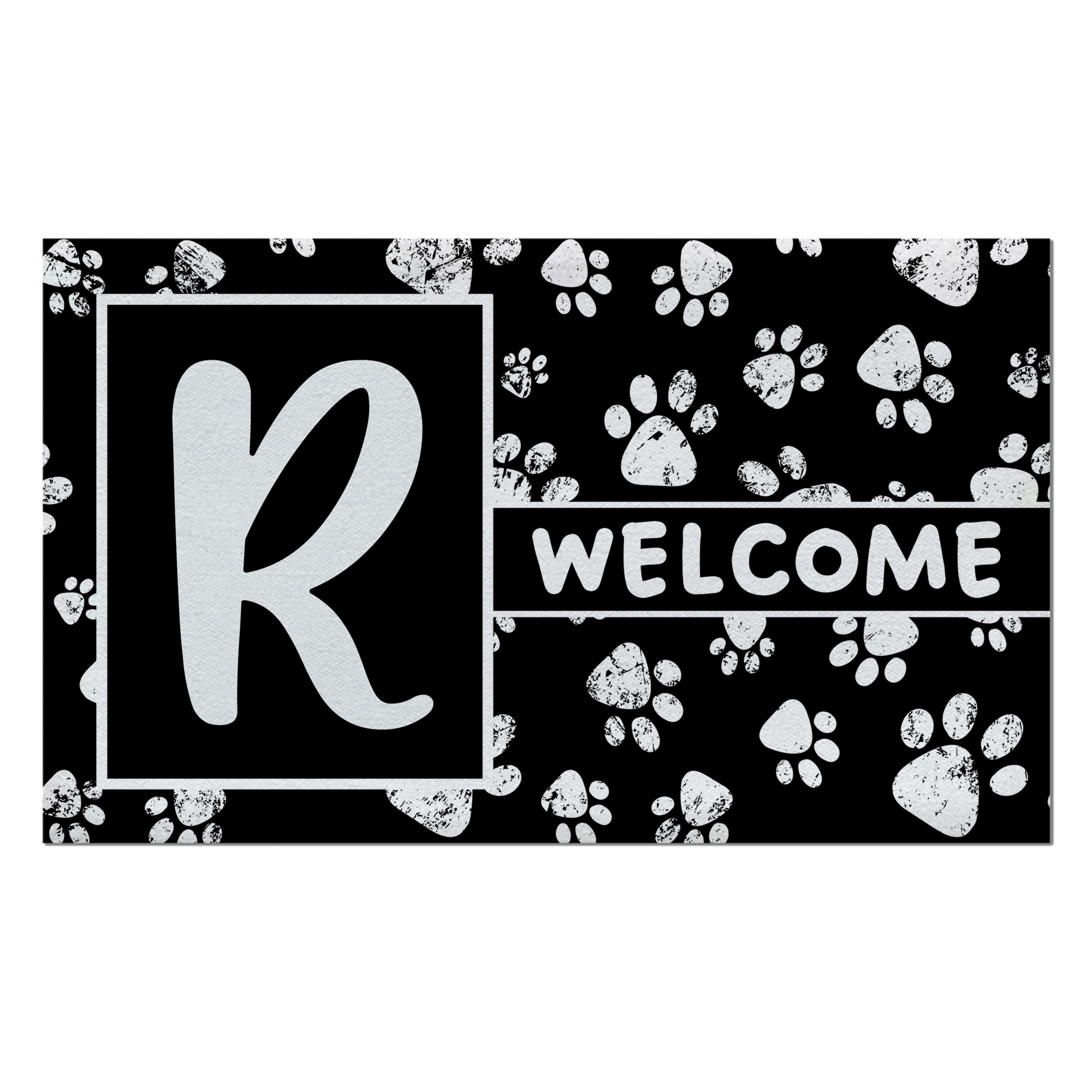 Welcome, Chalk Paws, Monogram, Welcome Mat