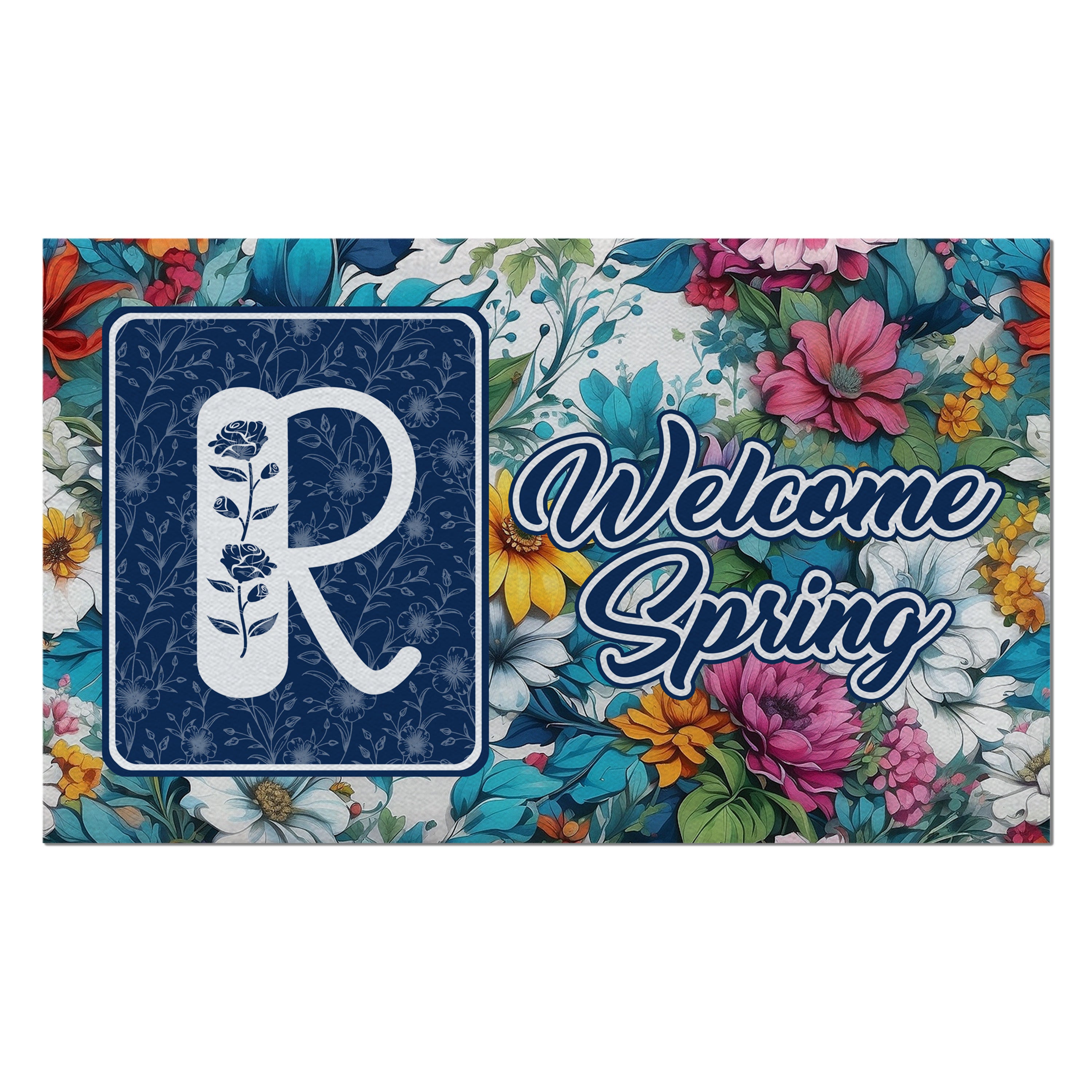 Spring, Welcome Spring,  Monogram, Welcome Mat