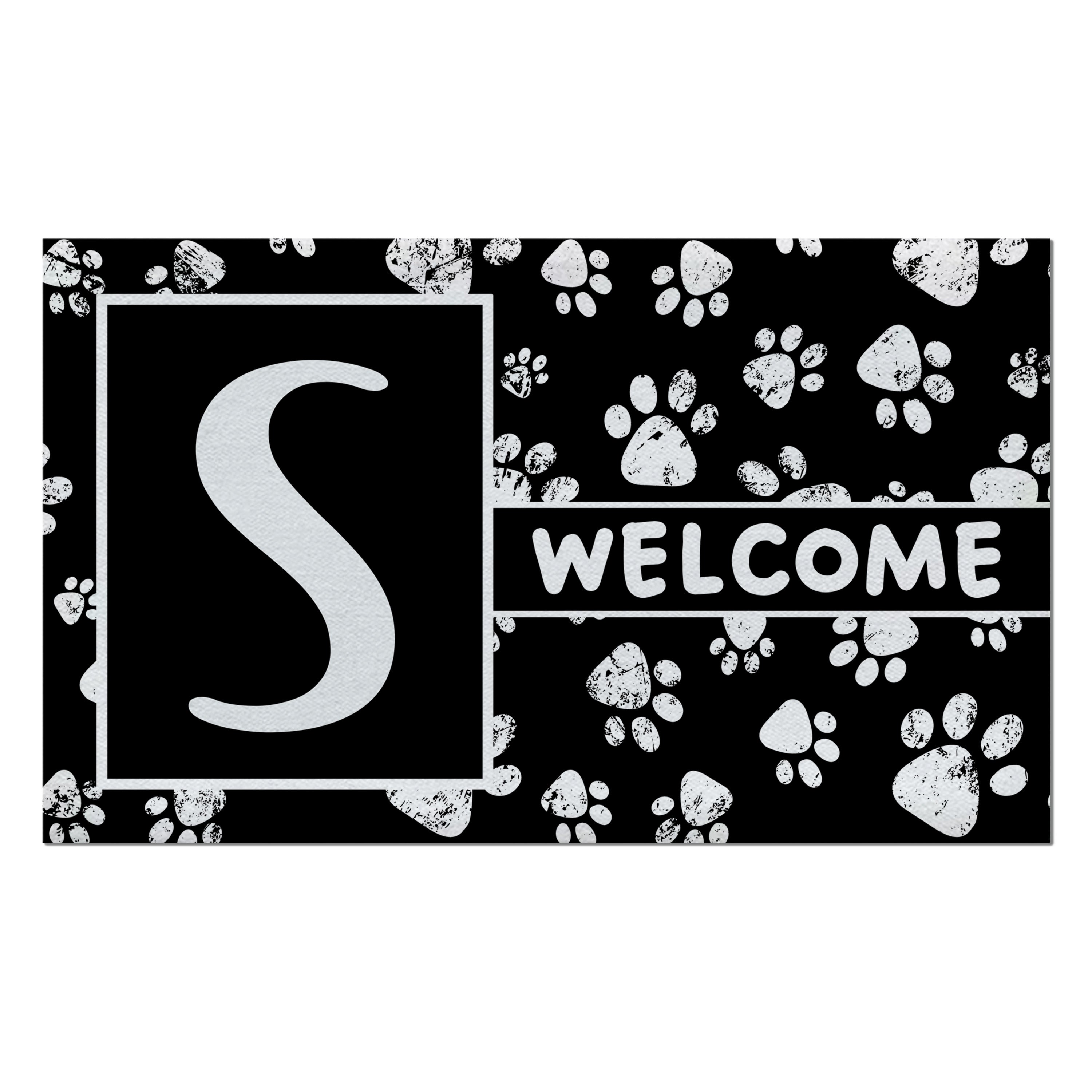 Welcome, Chalk Paws, Monogram, Welcome Mat