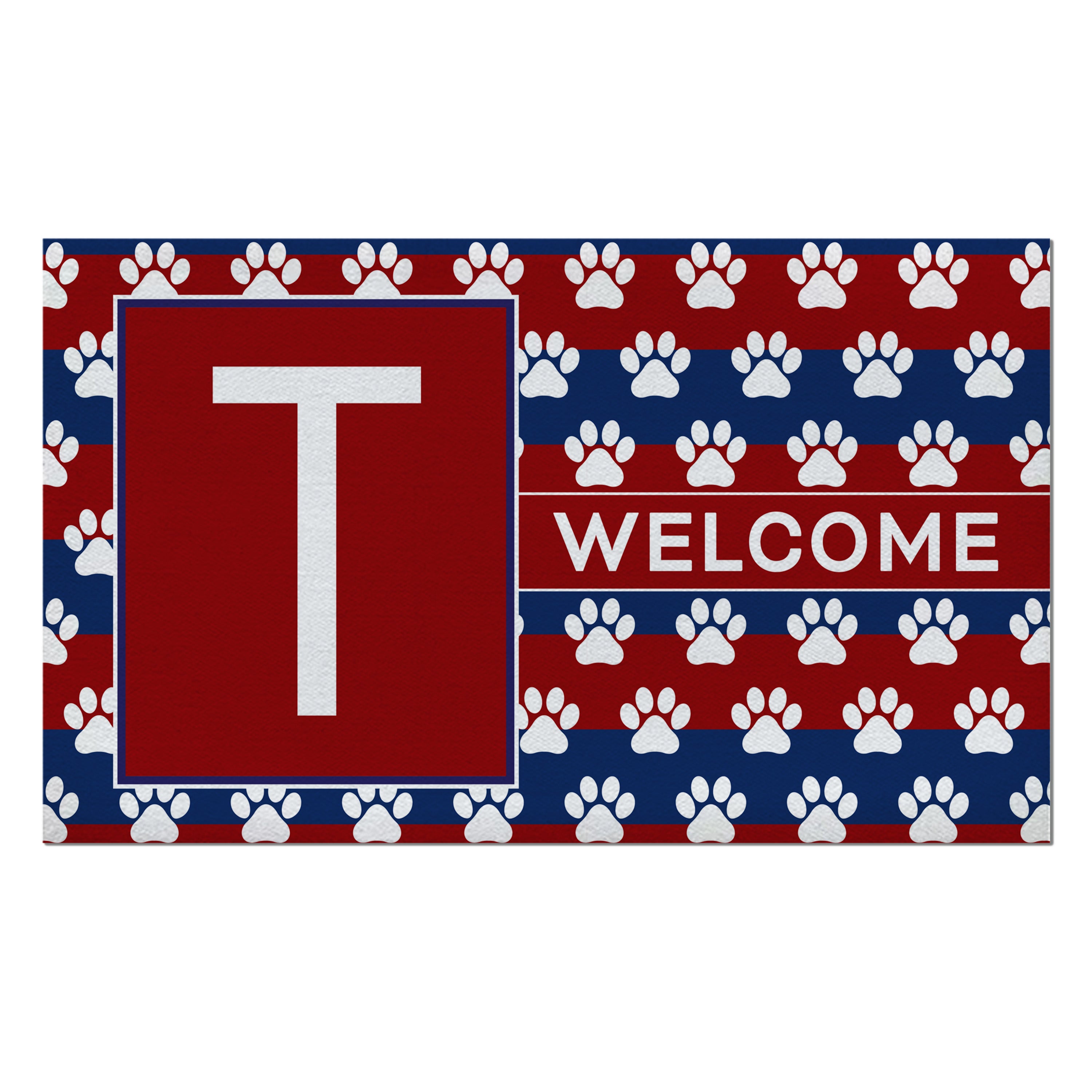 Patriotic, Paws Stripes, Monogram, Welcome Mat