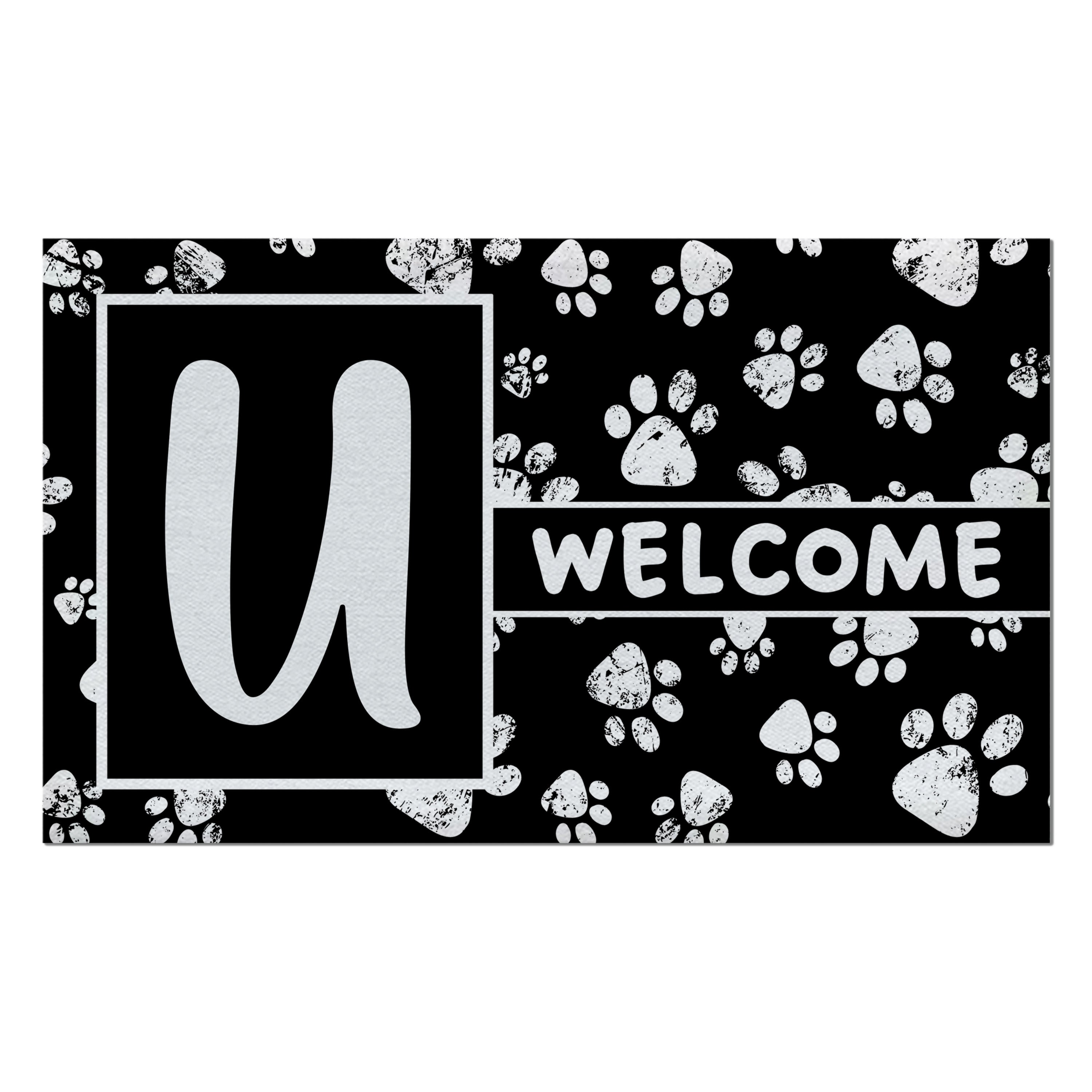 Welcome, Chalk Paws, Monogram, Welcome Mat