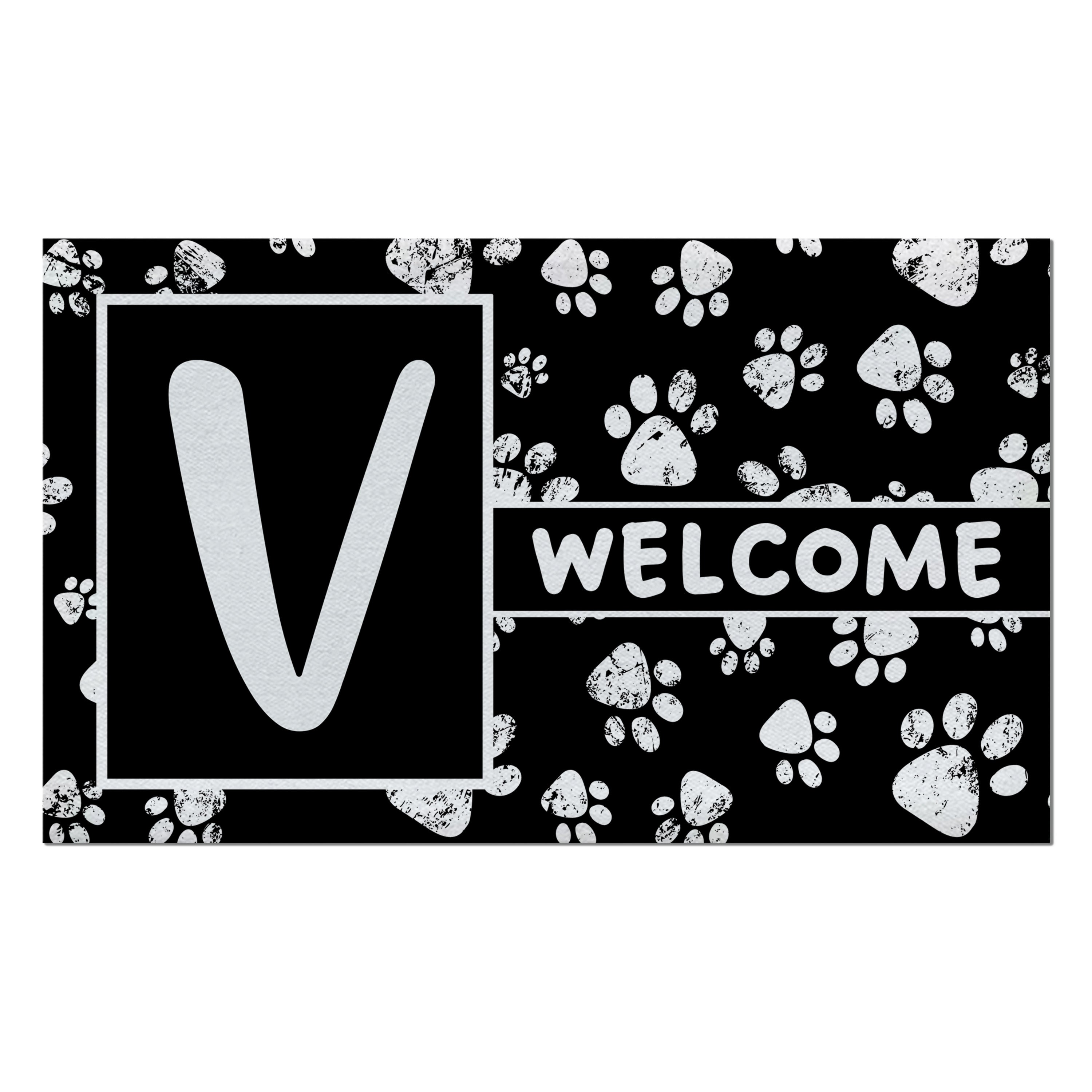 Welcome, Chalk Paws, Monogram, Welcome Mat