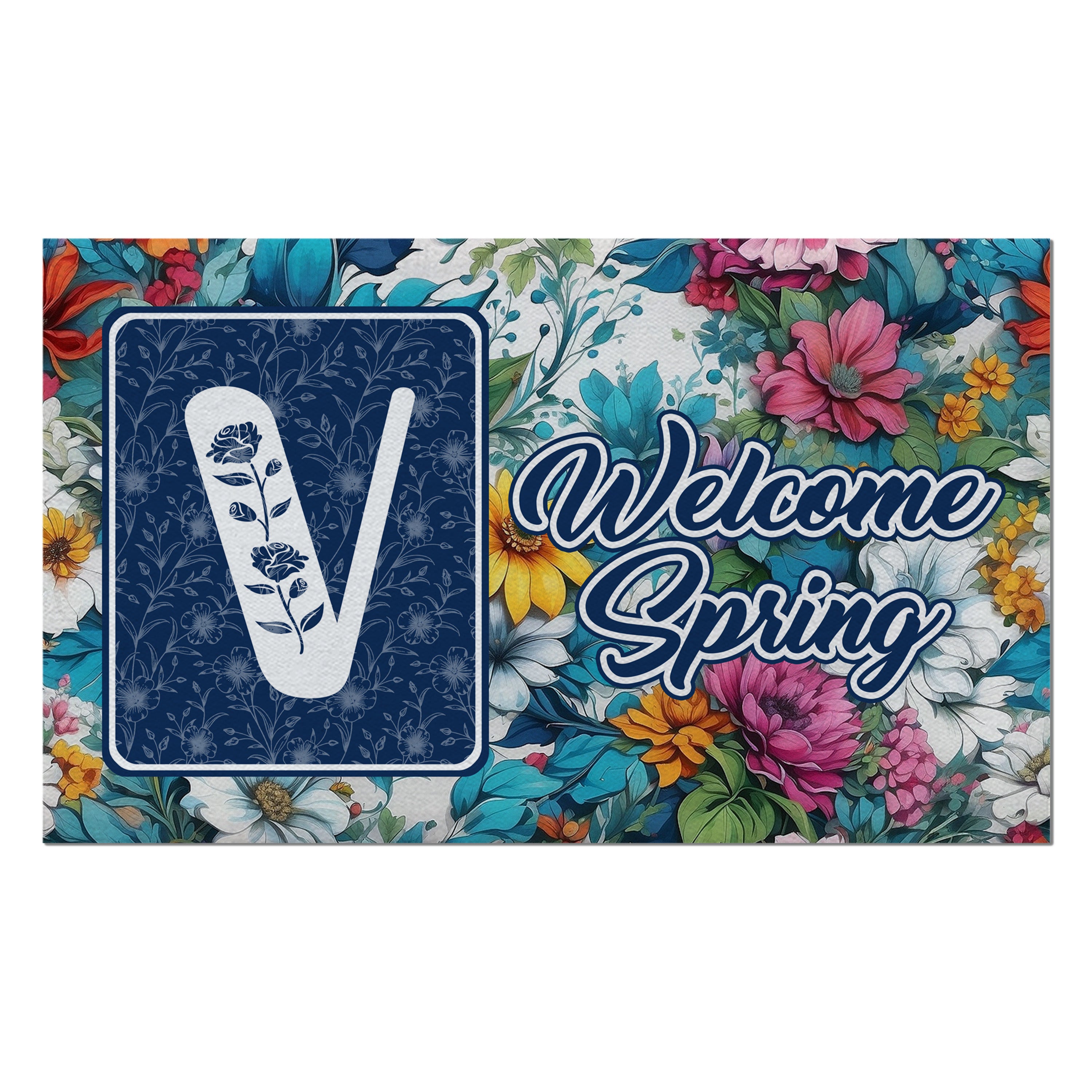 Spring, Welcome Spring,  Monogram, Welcome Mat