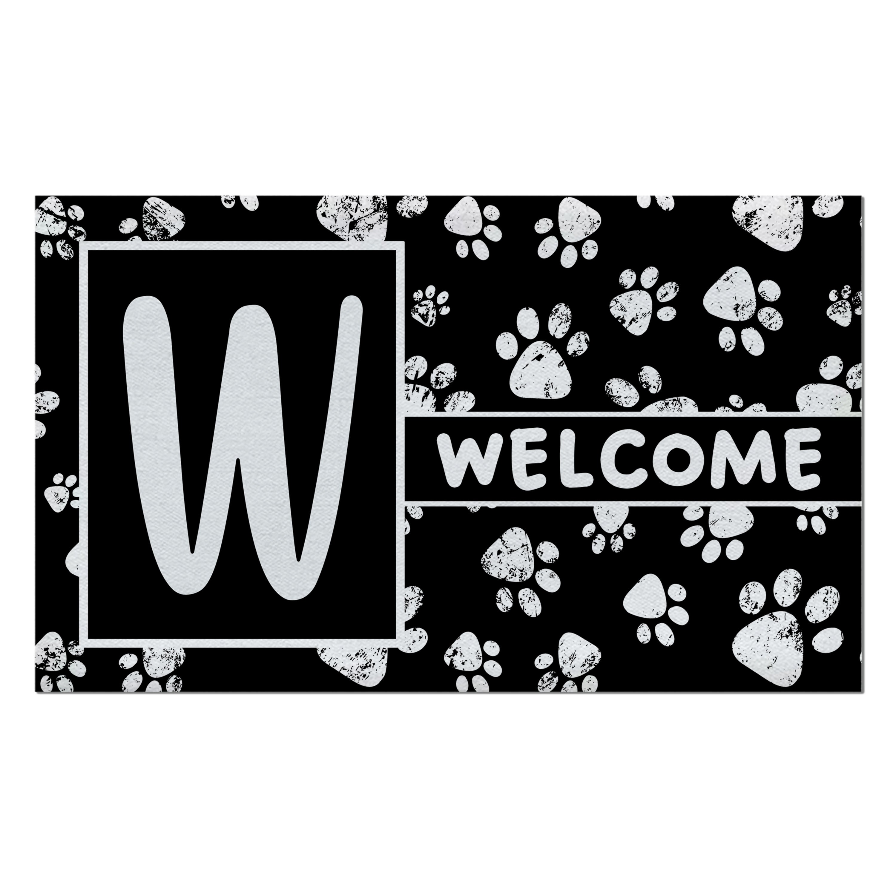 Welcome, Chalk Paws, Monogram, Welcome Mat
