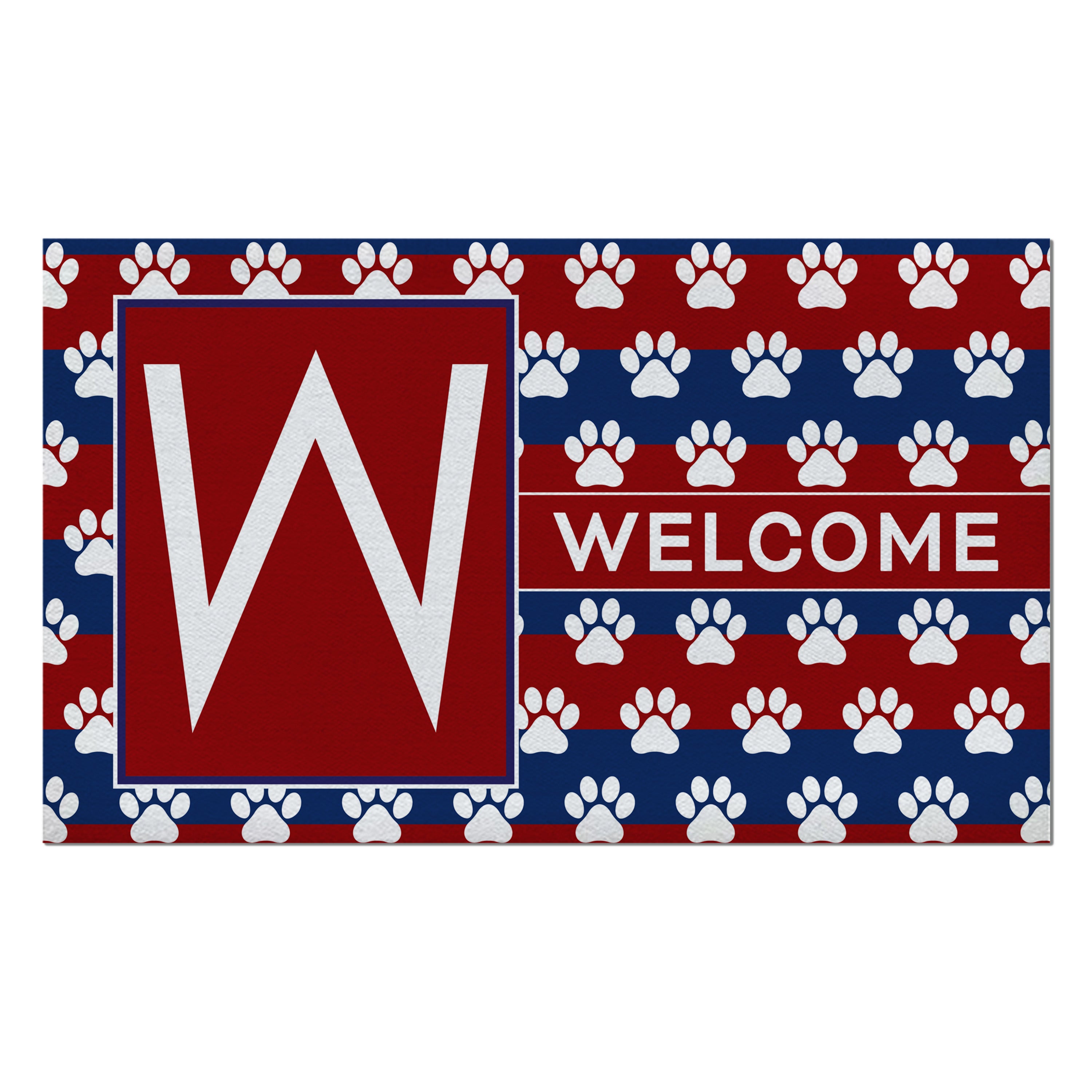 Patriotic, Paws Stripes, Monogram, Welcome Mat