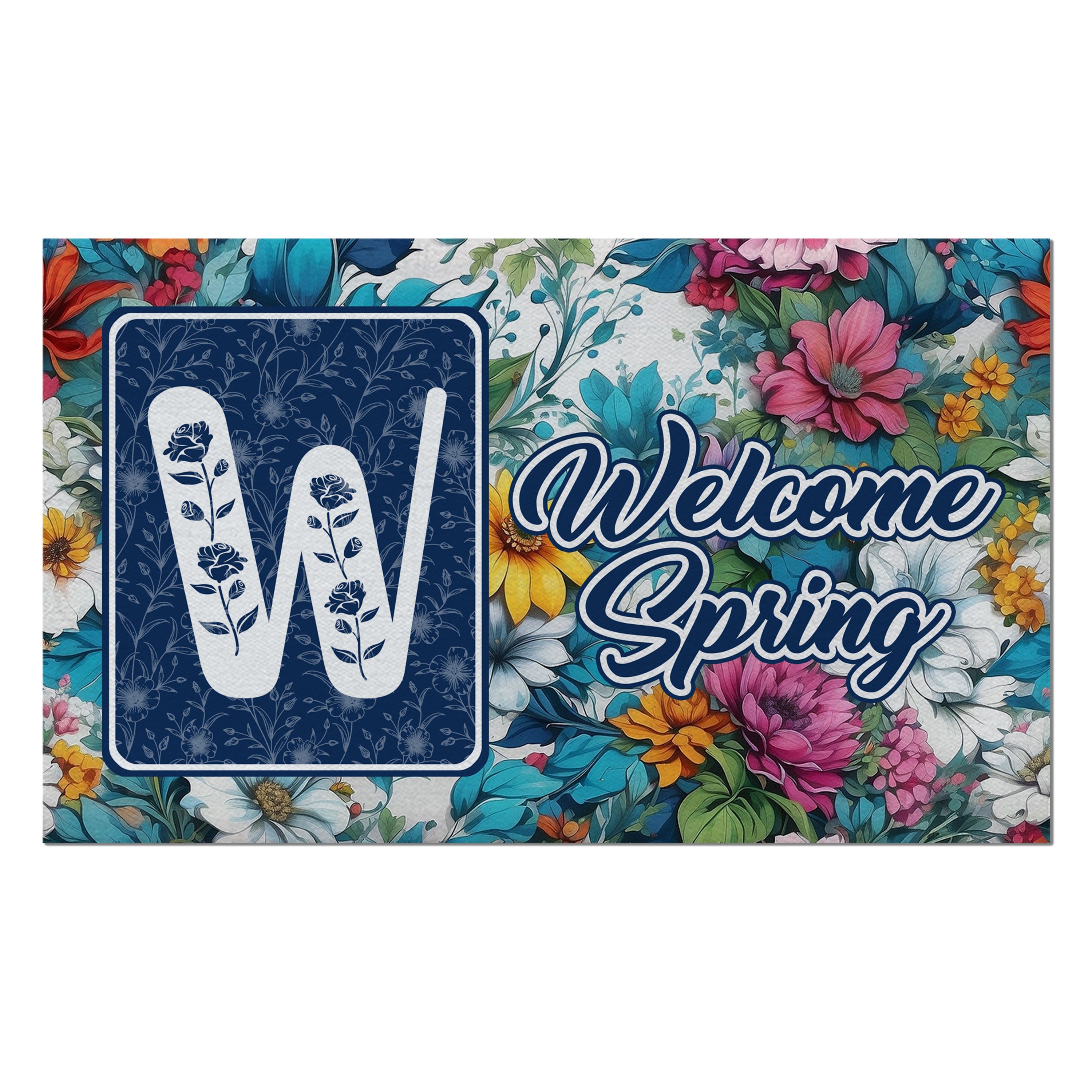 Spring, Welcome Spring,  Monogram, Welcome Mat