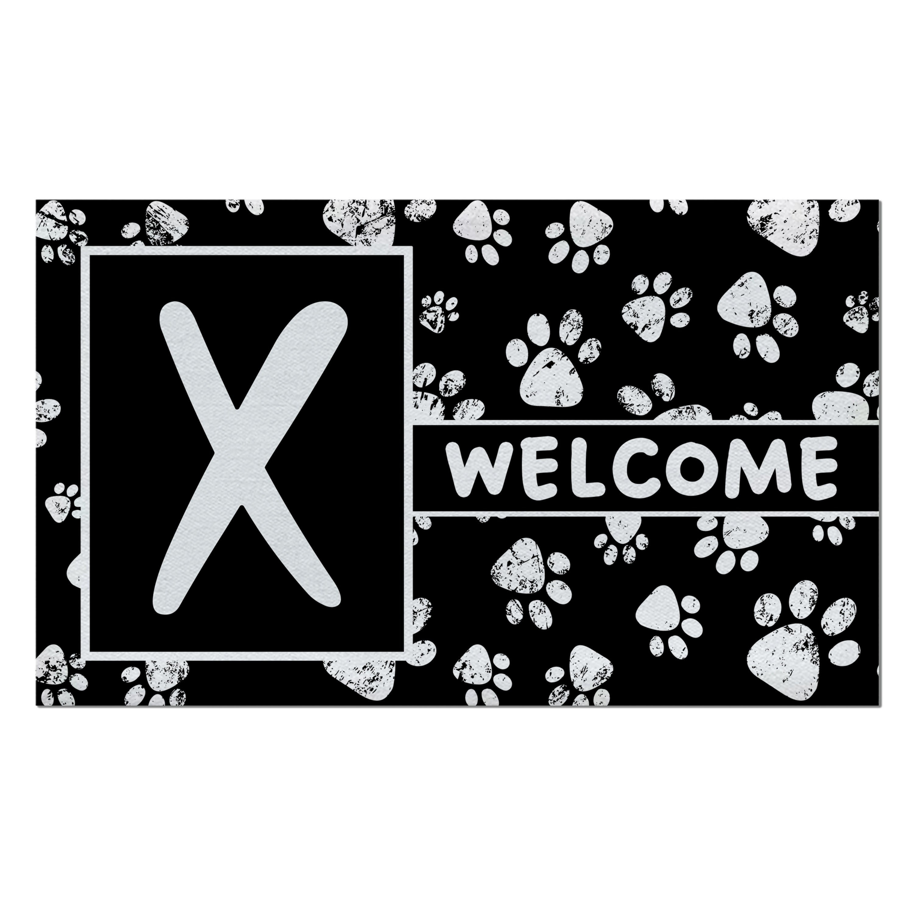 Welcome, Chalk Paws, Monogram, Welcome Mat