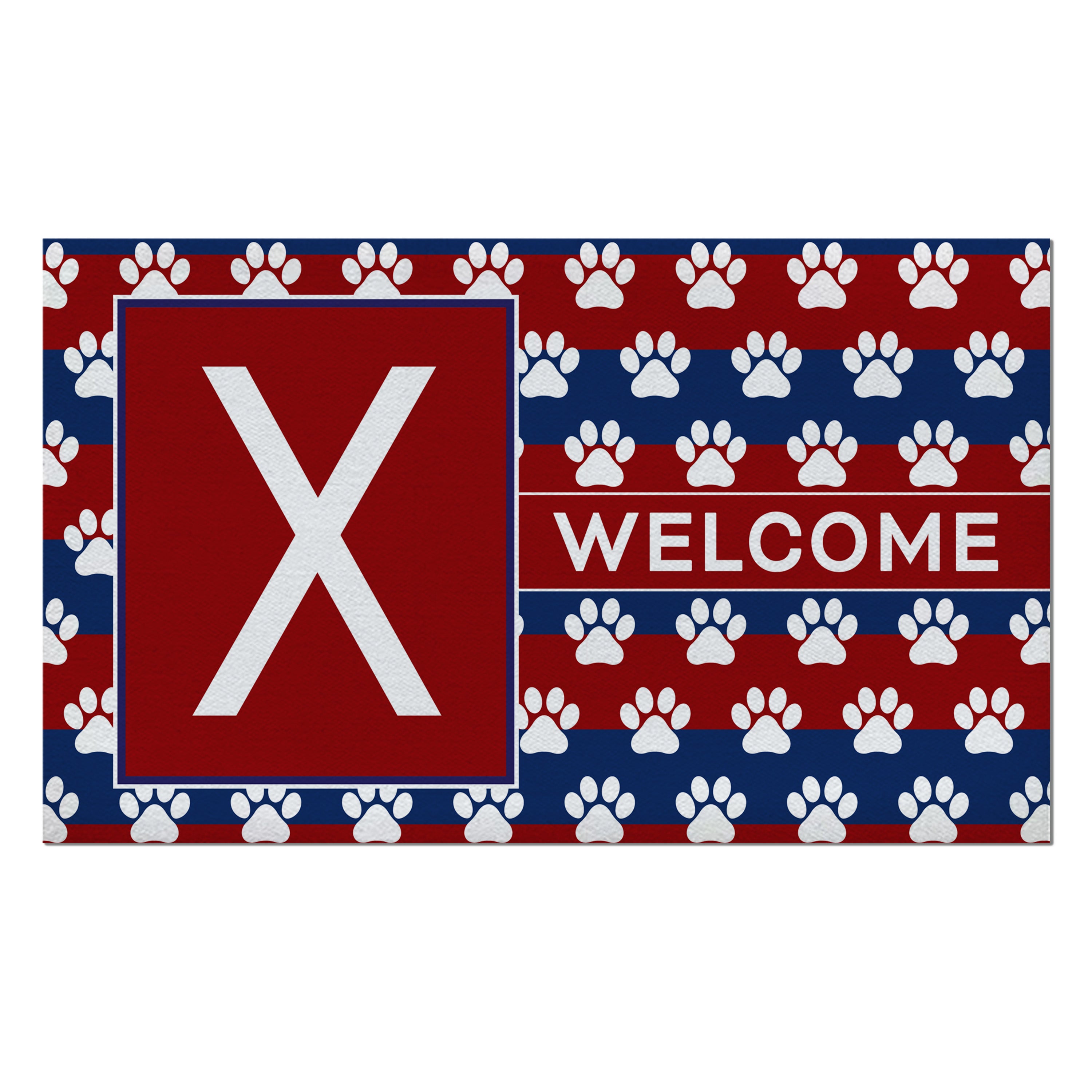 Patriotic, Paws Stripes, Monogram, Welcome Mat