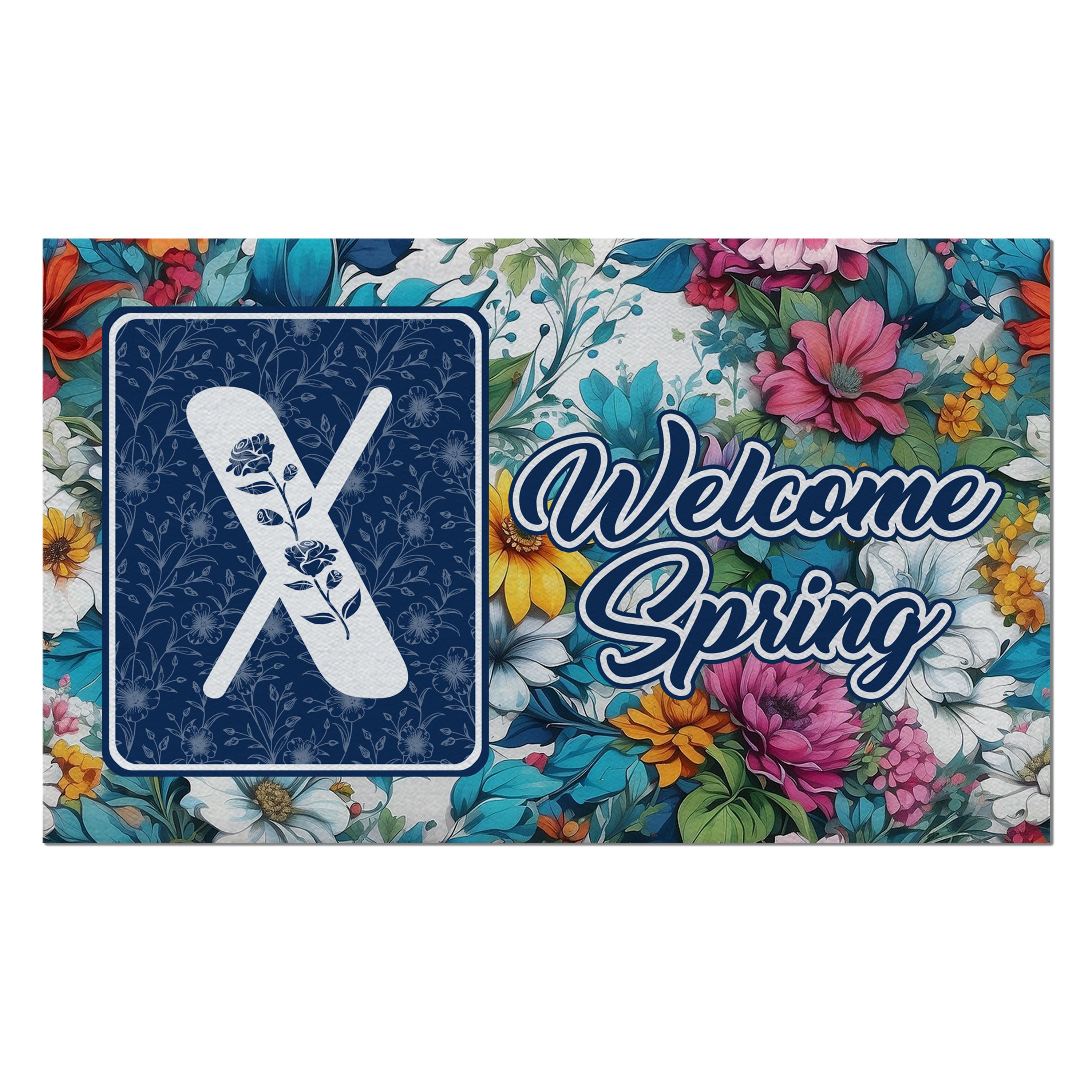 Spring, Welcome Spring,  Monogram, Welcome Mat