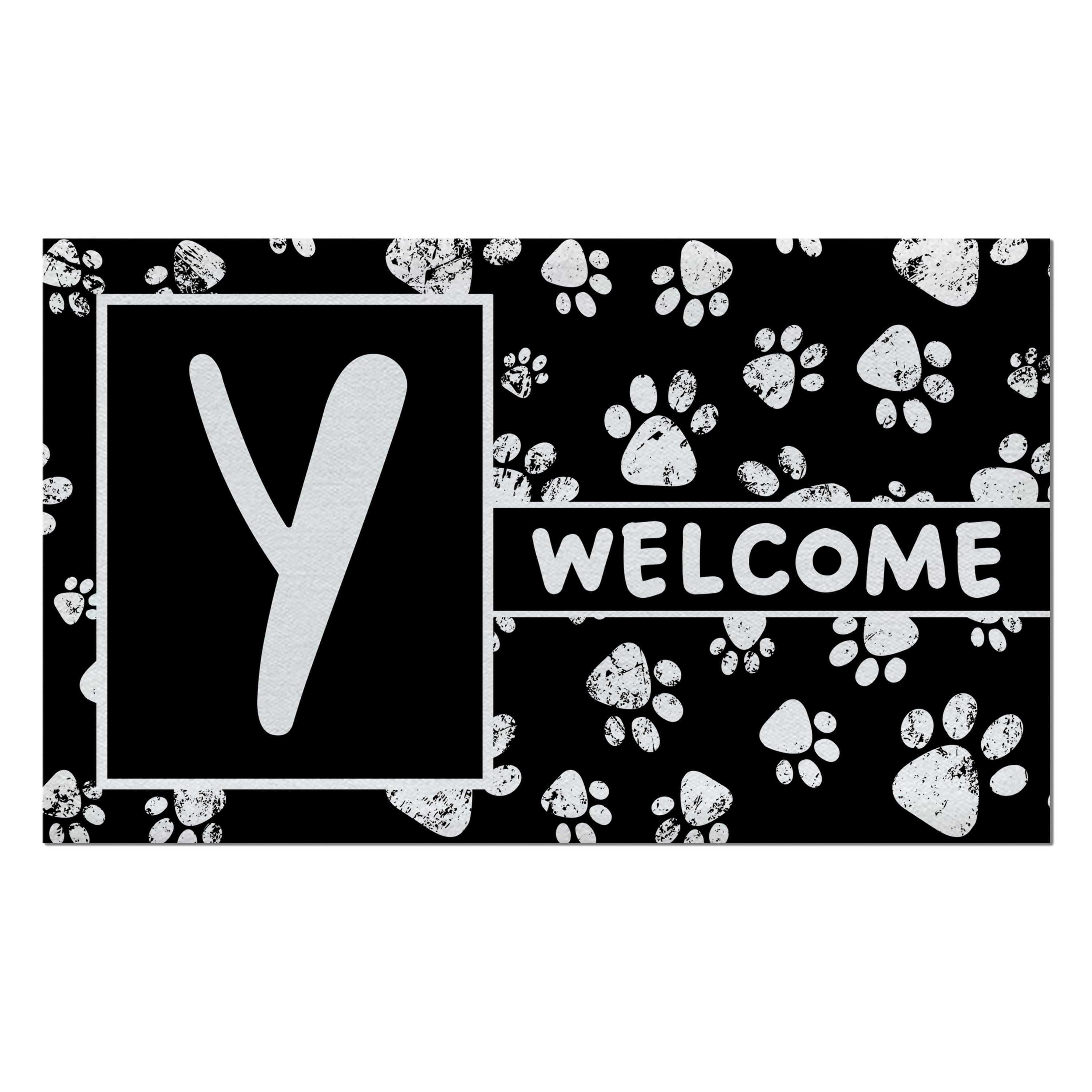 Welcome, Chalk Paws, Monogram, Welcome Mat