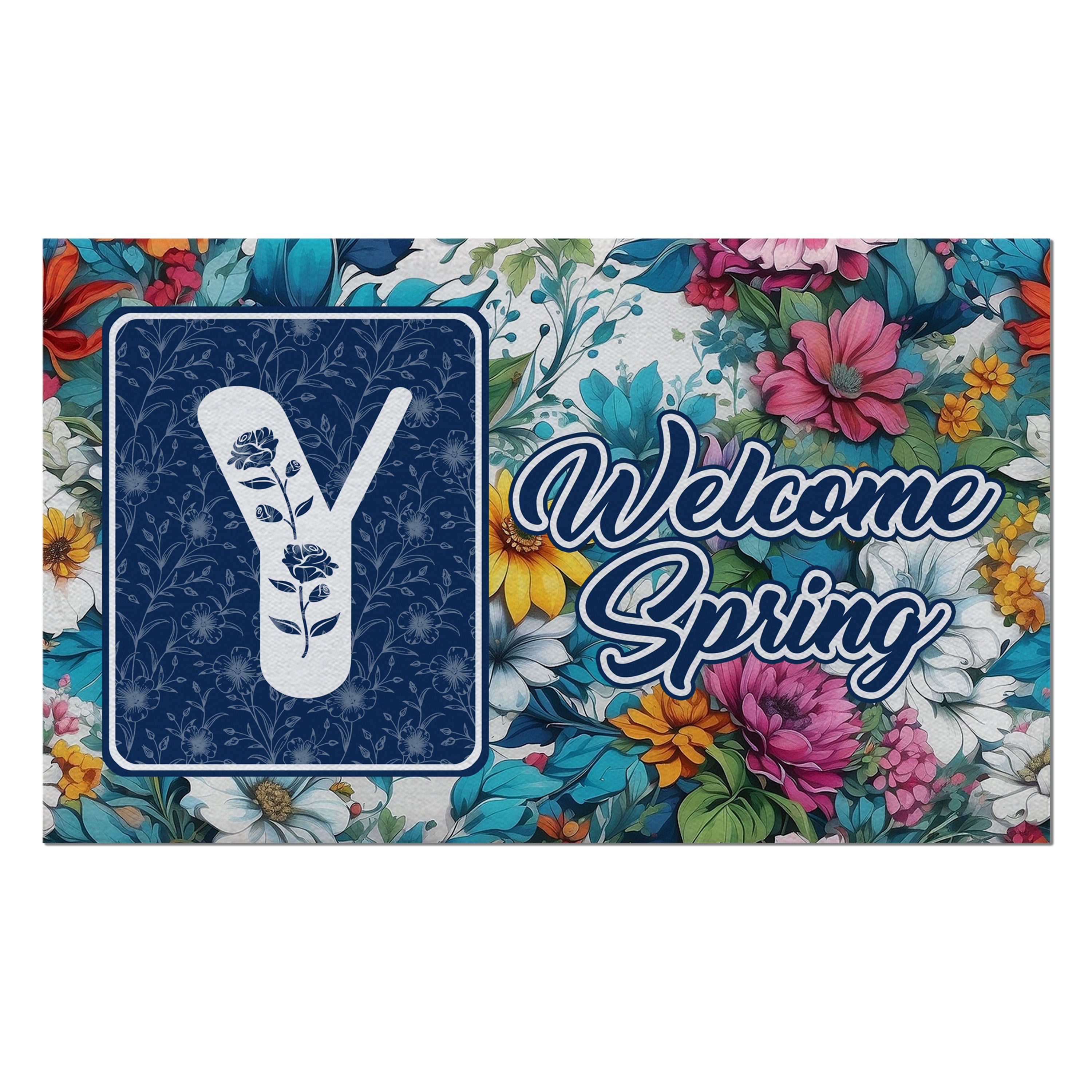 Spring, Welcome Spring,  Monogram, Welcome Mat