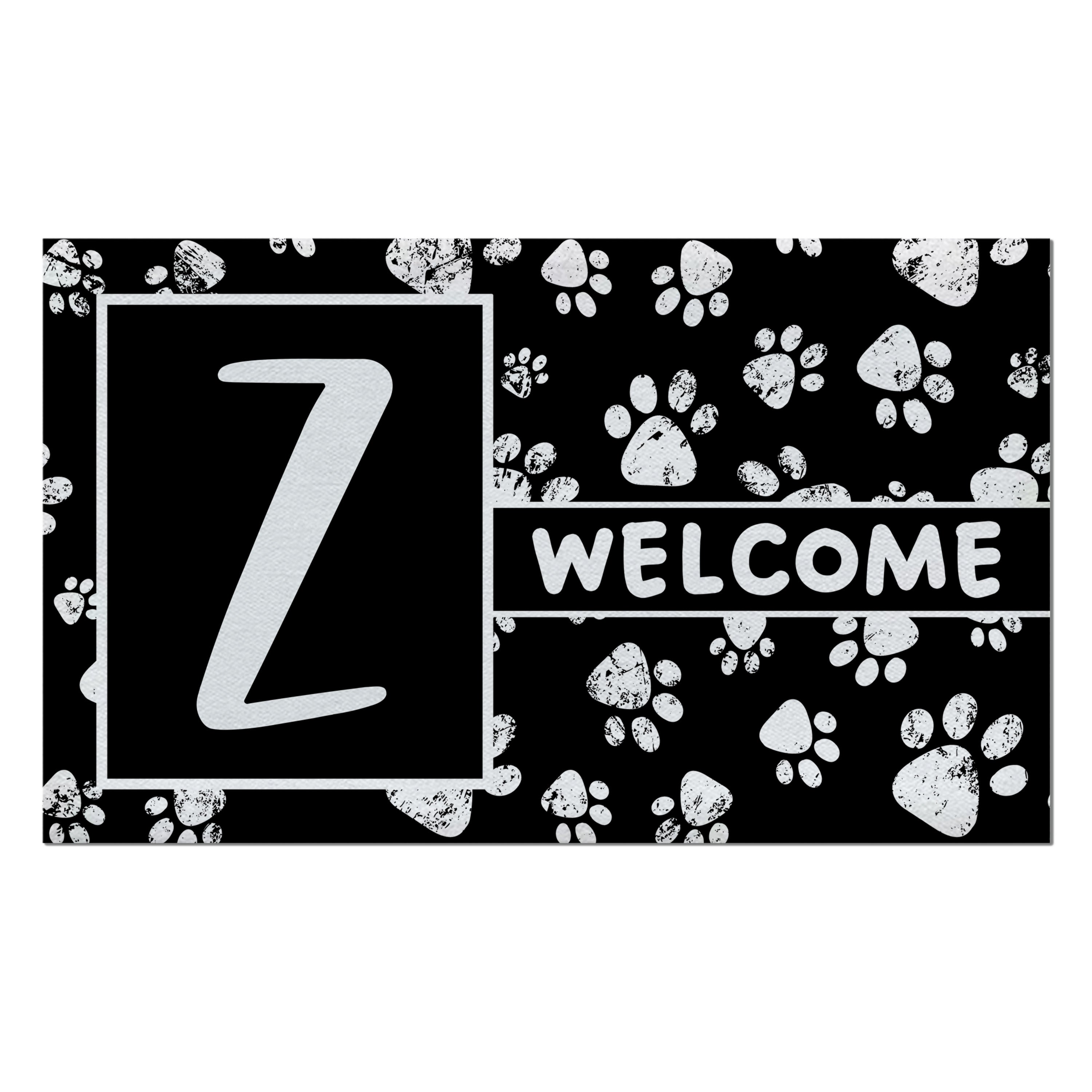 Welcome, Chalk Paws, Monogram, Welcome Mat