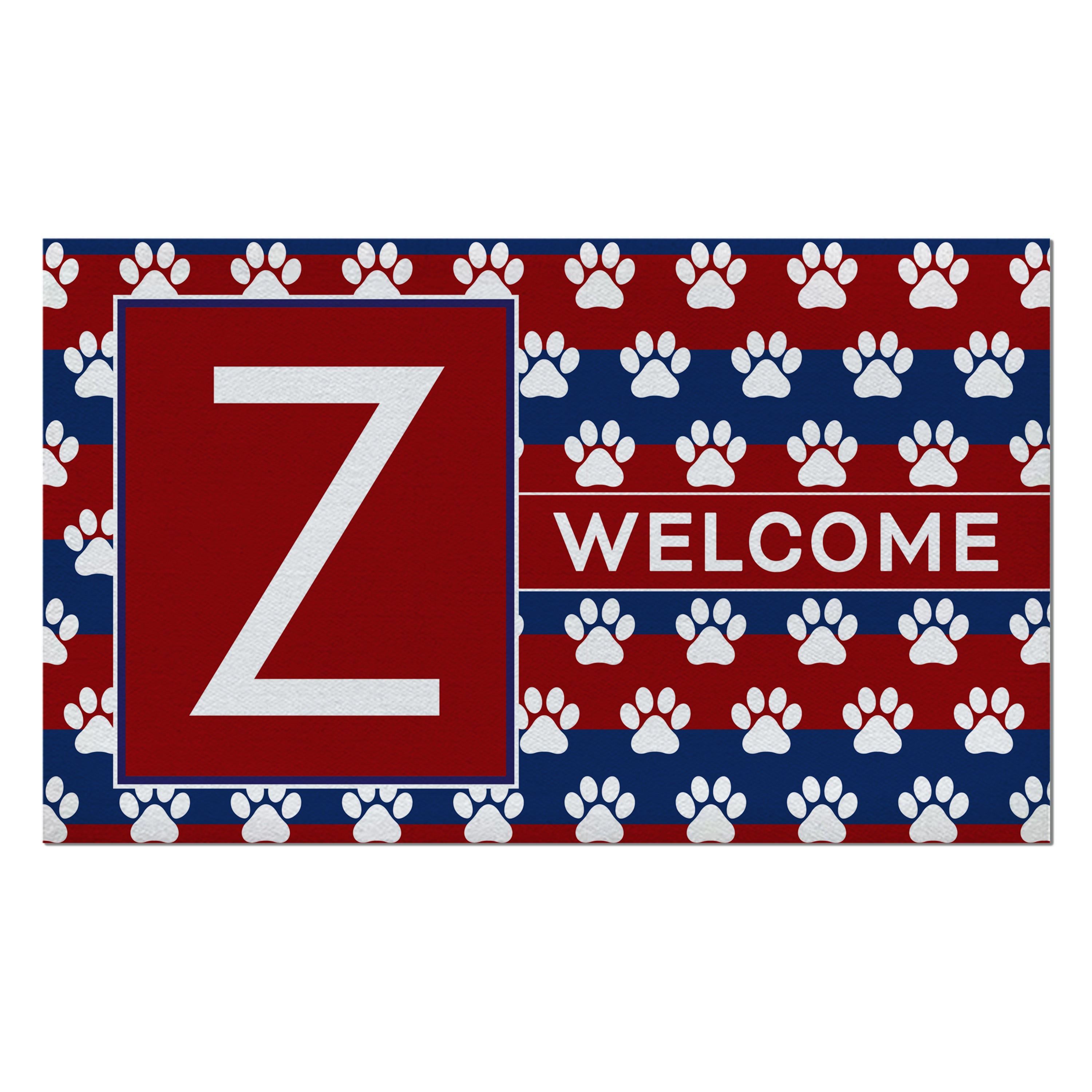 Patriotic, Paws Stripes, Monogram, Welcome Mat