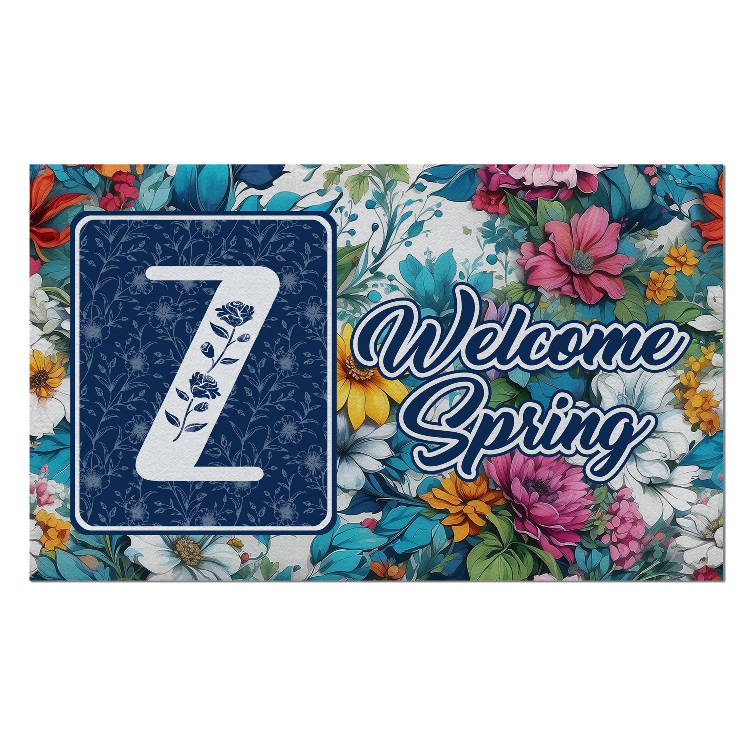Spring, Welcome Spring,  Monogram, Welcome Mat
